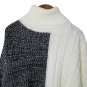 Casual Turtleneck Color Block Sweater Women Street Pullover Knit Clothing Autumn Irregular Casual