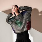 Gold/Silver Geometric Color Block Sweater 2017 Women Loose Holes Pullover Clothing Autumn Special To