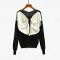 New Autumn Luxury Fashion Runway Designer Women Sweater Pullover Sweaters Bowknot Color Block Basic 