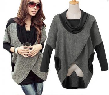 2016 fashion loose long-sleeve patchwork color block pullover outerwear women\'s
