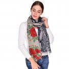 Flower Print Color Block Long Scarf Shawl Fashion Women Winter Tassel Neck Wrap