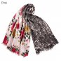 Flower Print Color Block Long Scarf Shawl Fashion Women Winter Tassel Neck Wrap