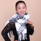 Rex rabbit hair fur scarf winter thermal color block color block fur rex rabbit hair tassel scarf lo