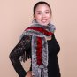 Rex rabbit hair fur scarf winter thermal color block color block fur rex rabbit hair tassel scarf lo