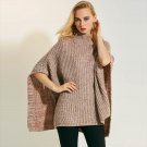 Young17 Autumn Sweater Women 2018 Brown Knitted Pullover Color Block Knitwear Fall Loose Turtleneck 