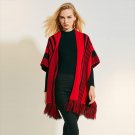 Young17 Autumn Sweater Women 2018 Red Casual Slim Knitted Cape Color Block Knitwear Fall Stripe Shaw