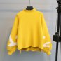 lantern sleeve red jumper vintage sweater Women\'s Clothing color block pullover female knitwear kni