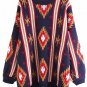 Women Fall New Color Block Geo Pattern Long Sleeve Knit Sweater Casual Lantern Sleeve O-neck Print S