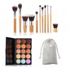 15 Colors Contour Face Cream Makeup Concealer Palette with 11pcs Bamboo Brushes