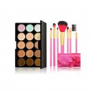 15 Colors Contour Face Cream Makeup Concealer Palette with 7pcs Pink Brushes
