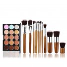 TINKSKY 15 Colors Contour Face Cream Makeup Concealer Palette with 11pcs Bamboo Brushes