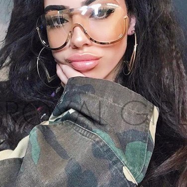 Retro Inspired Women Sunglasses Oversize Shield Metal Half Frame Eyeglasses Frame ss622