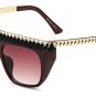 8 Colors Fashion Large Frame Personalized Hand Made Woven Sunglasses Cool Women Metal Chain Decorati