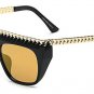 8 Colors Fashion Large Frame Personalized Hand Made Woven Sunglasses Cool Women Metal Chain Decorati