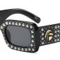 Luxury Venetian Pearl Decoration Women Square Sunglasses Trending Ladies Clear Pink Lens Shades UV40