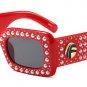 Luxury Venetian Pearl Decoration Women Square Sunglasses Trending Ladies Clear Pink Lens Shades UV40