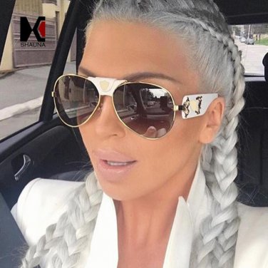 Luxury PU Leather Bridge Women Pilot Sunglasses Fashion Men Mirror Lens Sun Glasses UV400