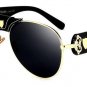 Luxury PU Leather Bridge Women Pilot Sunglasses Fashion Men Mirror Lens Sun Glasses UV400