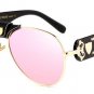 Luxury PU Leather Bridge Women Pilot Sunglasses Fashion Men Mirror Lens Sun Glasses UV400