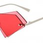 Unique Rimless Women Diamond Sharp Sunglasses Fashion Double Lens Cat Eye Men Red Tinted/Clear Lens 