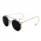 Vintage Steampunk Sunglasses Men Round Designer steam punk Metal women Flip Coating Sunglasses Men R