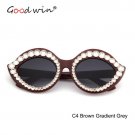Crystal Red Studded Lip Sunglasses Women Leopard Sun Glasses Cat Eye Ladies Eyewear Lentes mujer fem
