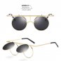 Flip up Steampunk Sunglasses Men Polarized Gafas sol Polarizadas UV400 Men Retro Designer Round Glas