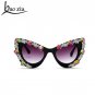High quality Rhinestone Pearl Cat Eye Sunglasses Women vintage brand designer Oversized Sunglasses l