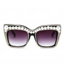 Fashion Brand Designer Vintage Luxury Rhinestone Pearl Square Sunglasses Women Ladies Elegant Trend 