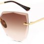 SHAUNA Oversize Women Rimless Sunglasses Fashion Ladies Pink Gradient Lens Shades UV400