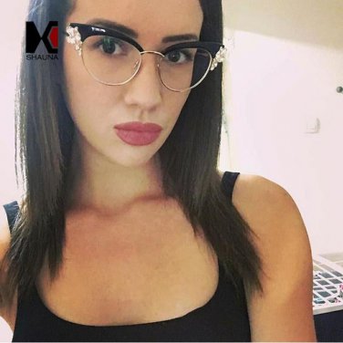 Classic Crystal Decoration Women Cat Eye Glasses Frame Fashion Ladies Reading Glasses UV400