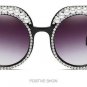 Female Rhinestone Oversized Hand Made Sun Glasses Brand Designer Luxury Women Ladies Elegant Cosy Su