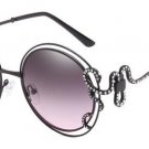 Double Rims Oversize Women Round Sunglasses Unique Crystal Decoration Ladies Gradient Lens Shades UV