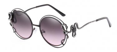 Double Rims Oversize Women Round Sunglasses Unique Crystal Decoration Ladies Gradient Lens Shades UV