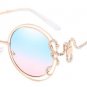 Double Rims Oversize Women Round Sunglasses Unique Crystal Decoration Ladies Gradient Lens Shades UV
