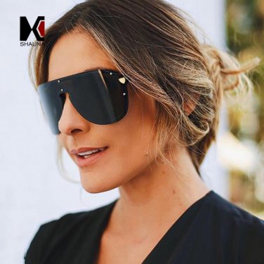 Oversize Integrated Lens Women Pilot Sunglasses Popular Men Mirror Coating Lens Goggle Shades UV400