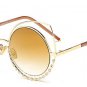 Luxury Crystal Decoration Hollow Out Metal Frame Women Cateye Sunglasses Fashion Ladies Gradient/Ref