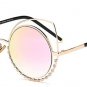 Luxury Crystal Decoration Hollow Out Metal Frame Women Cateye Sunglasses Fashion Ladies Gradient/Ref