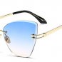 Classic Rimless Women Cat Eye Sunglasses Fashion Ladies Tea Gradient/Clear Lens Glasses UV400