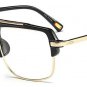 Square Mirror Lens Sunglasses Brand Designer Classic Women Black Frame Golden Alloy Shades UV400