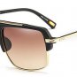 Square Mirror Lens Sunglasses Brand Designer Classic Women Black Frame Golden Alloy Shades UV400