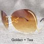 Unique Oversize Women Rimless Sunglasses Fashion Square Pink Lens Arc Shape Legs Eyewear