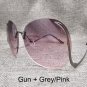 Unique Oversize Women Rimless Sunglasses Fashion Square Pink Lens Arc Shape Legs Eyewear