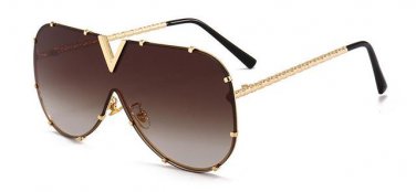 Oversize Integrated Lens Women Pilot Sunglasses Brand Designer Fashion Men Clear Red Lens Shades UV4