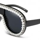 Decoration Oversize Women Sunglasses Brand Designer Fashion Venetian Pearl Ladies Black Glasses UV40