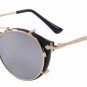Vintage Women Round Steampunk Sunglasses Men Flip Separable Lens Mirror lens/Clear lens Retro Glasse