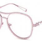 Fashion Crystal Decoration Women Pilot Sunglasses Luxury Ladies Pink Mirror/Clear Lens Glasses