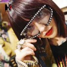 Pearl Decoration Oversize Women Sunglasses Fashion Men Red Lens Shades UV400