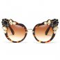 SUNRUN New Sexy Women Cat Eye Sunglasses Oversize Vintage Brand Designer Crystal Diamond Frame Sun G