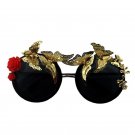 2017 new Retro Vintage rose flower Sunglasses Baroque Sunglasses Luxury Sun Beach Metal Alloy Butter
